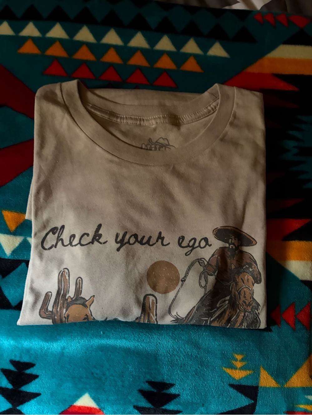 Check Your Ego Short Sleeve Graphic Tee - Beige
